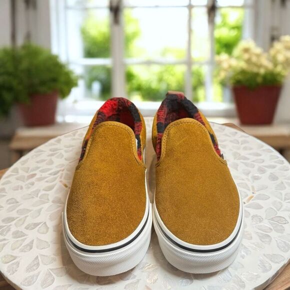 Vans Classic Slip-On Suede Cozy Hug Sherpa Lined Plaid Skate Shoes Mens 6 Womens - Picture 6 of 10